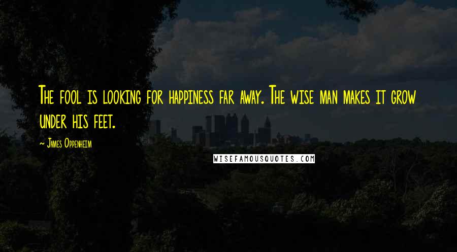 James Oppenheim Quotes: The fool is looking for happiness far away. The wise man makes it grow under his feet.