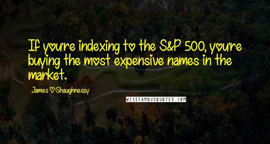 James O'Shaughnessy Quotes: If you're indexing to the S&P 500, you're buying the most expensive names in the market.