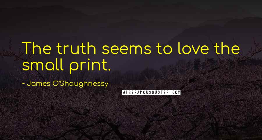 James O'Shaughnessy Quotes: The truth seems to love the small print.