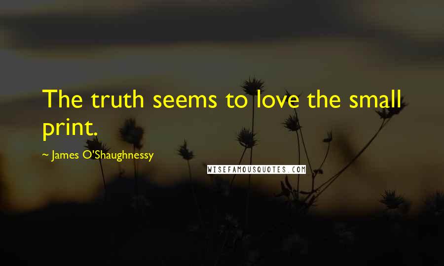 James O'Shaughnessy Quotes: The truth seems to love the small print.