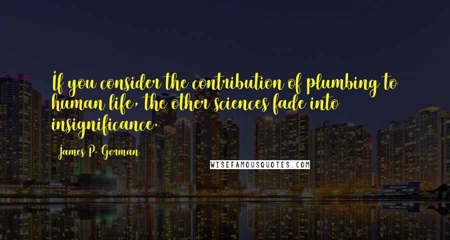 James P. Gorman Quotes: If you consider the contribution of plumbing to human life, the other sciences fade into insignificance.