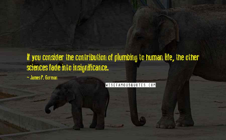 James P. Gorman Quotes: If you consider the contribution of plumbing to human life, the other sciences fade into insignificance.