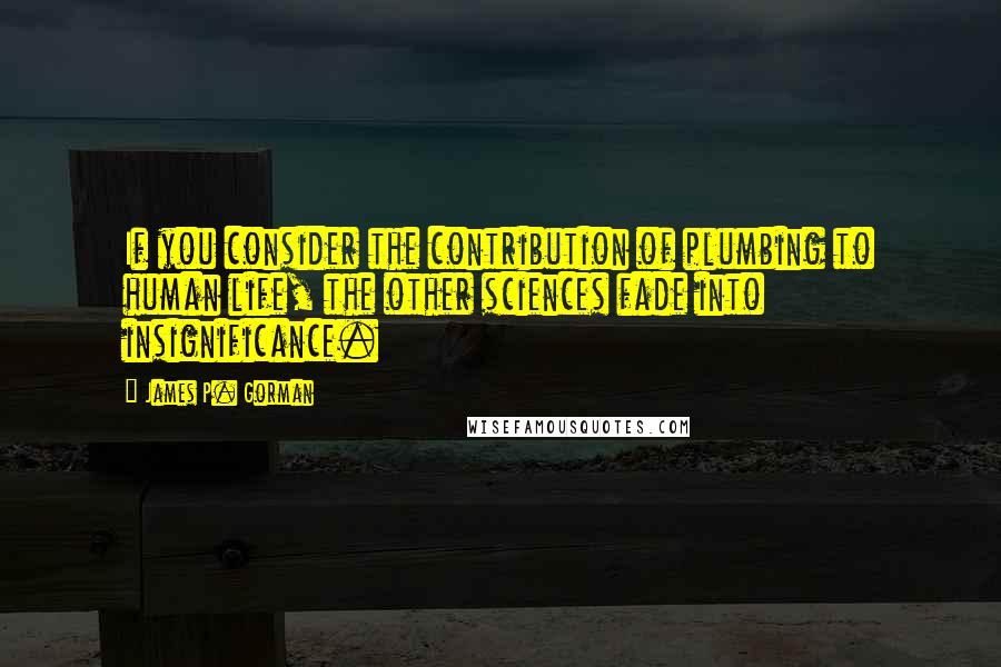 James P. Gorman Quotes: If you consider the contribution of plumbing to human life, the other sciences fade into insignificance.