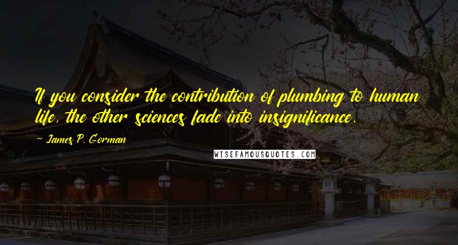 James P. Gorman Quotes: If you consider the contribution of plumbing to human life, the other sciences fade into insignificance.