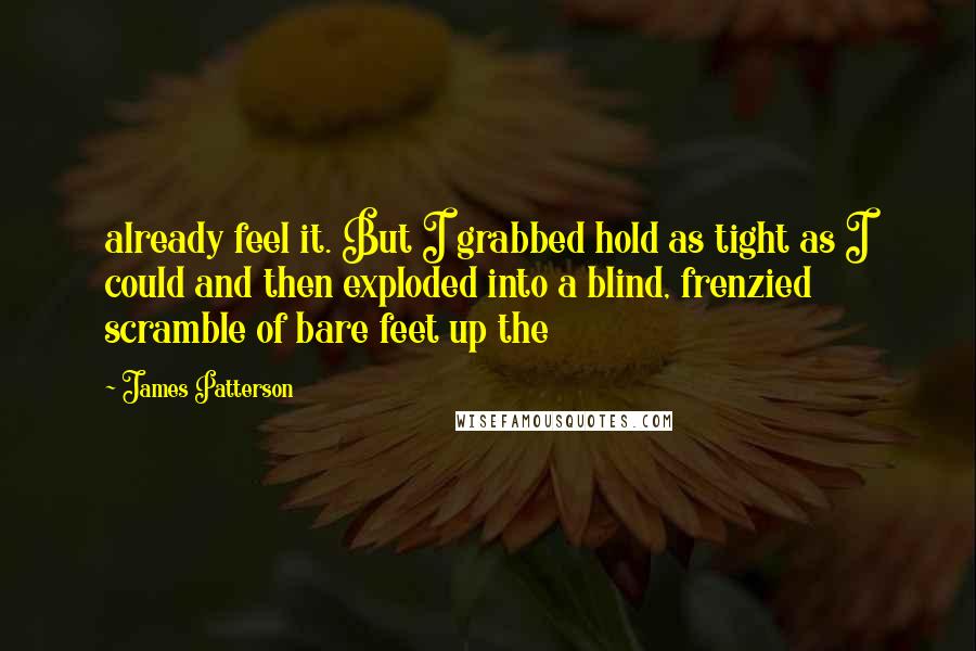 James Patterson Quotes: already feel it. But I grabbed hold as tight as I could and then exploded into a blind, frenzied scramble of bare feet up the