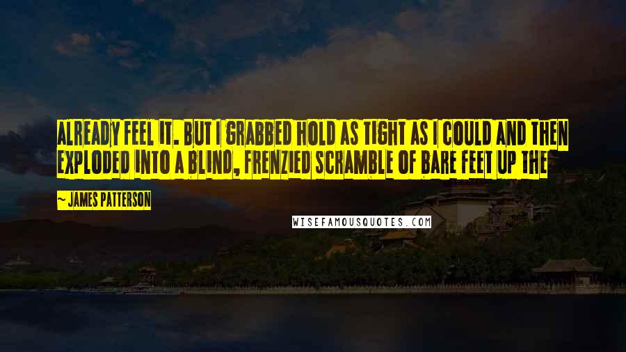 James Patterson Quotes: already feel it. But I grabbed hold as tight as I could and then exploded into a blind, frenzied scramble of bare feet up the