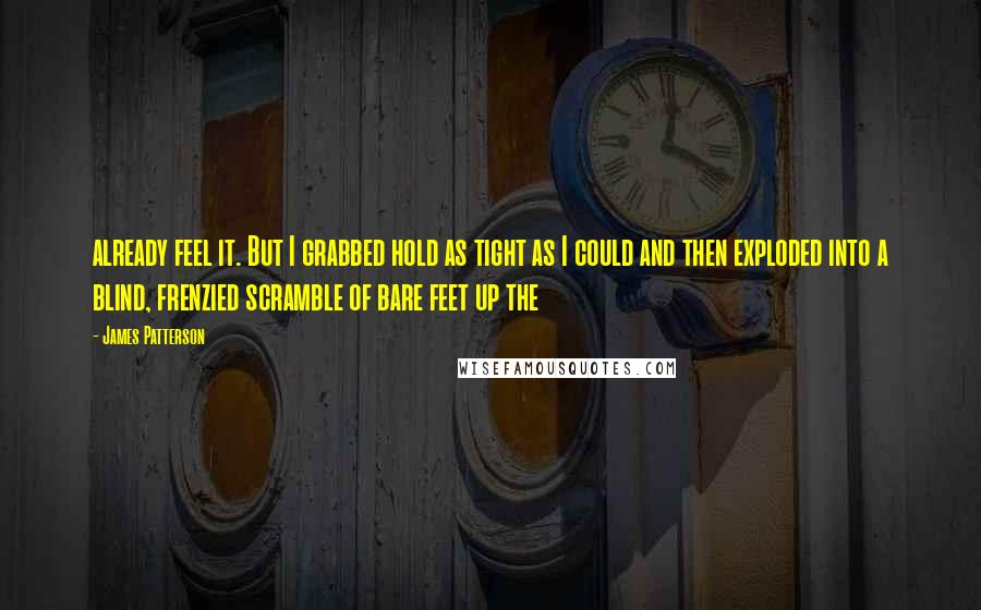 James Patterson Quotes: already feel it. But I grabbed hold as tight as I could and then exploded into a blind, frenzied scramble of bare feet up the