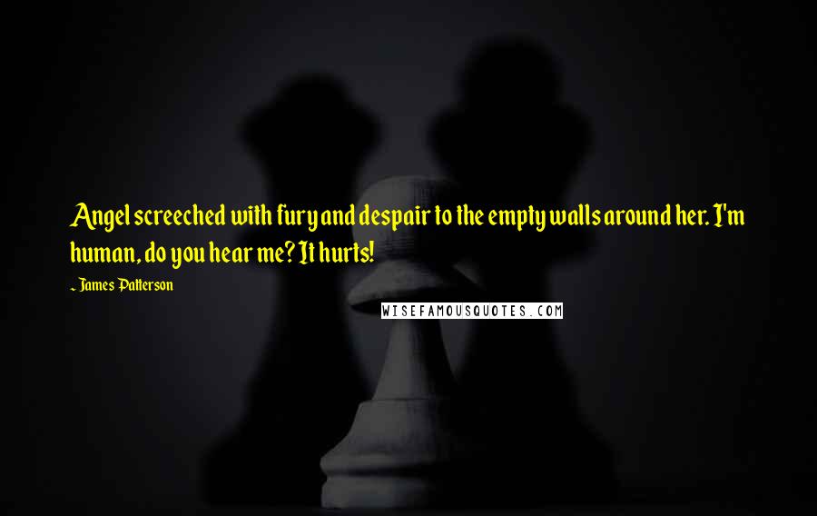 James Patterson Quotes: Angel screeched with fury and despair to the empty walls around her. I'm human, do you hear me? It hurts!