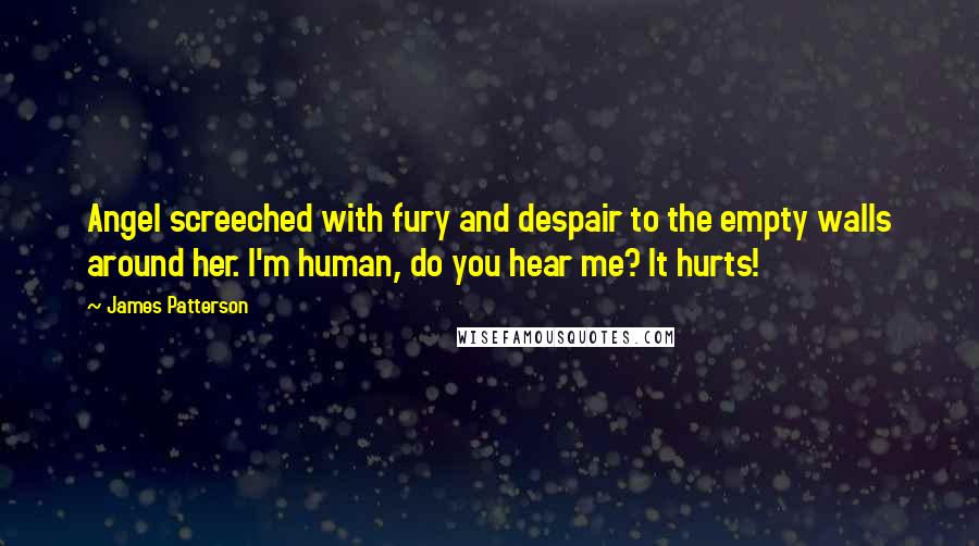 James Patterson Quotes: Angel screeched with fury and despair to the empty walls around her. I'm human, do you hear me? It hurts!