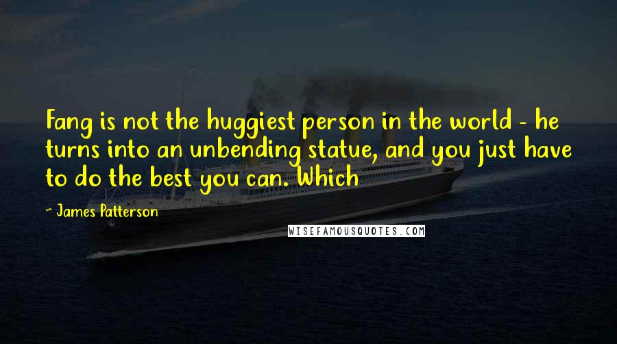 James Patterson Quotes: Fang is not the huggiest person in the world - he turns into an unbending statue, and you just have to do the best you can. Which