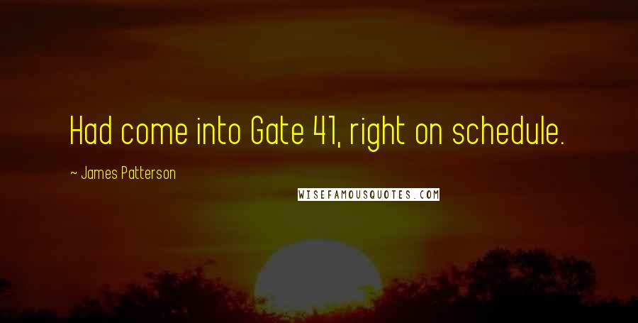 James Patterson Quotes: Had come into Gate 41, right on schedule.