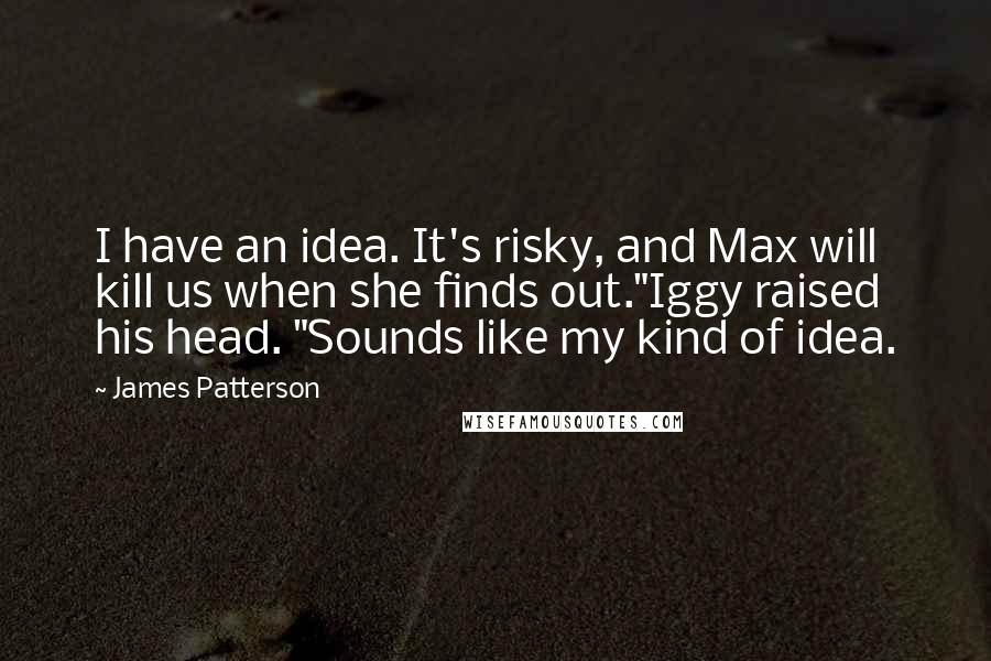 James Patterson Quotes: I have an idea. It's risky, and Max will kill us when she finds out."Iggy raised his head. "Sounds like my kind of idea.