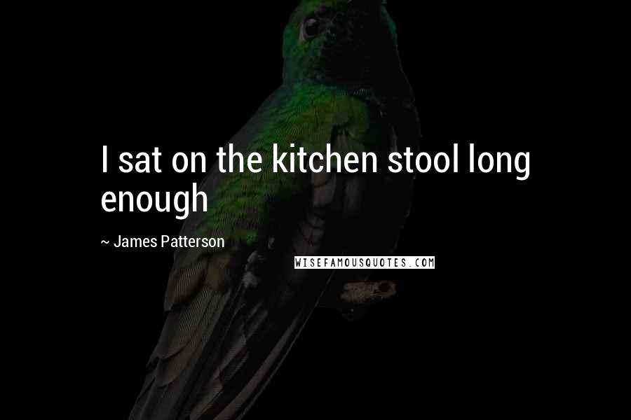 James Patterson Quotes: I sat on the kitchen stool long enough