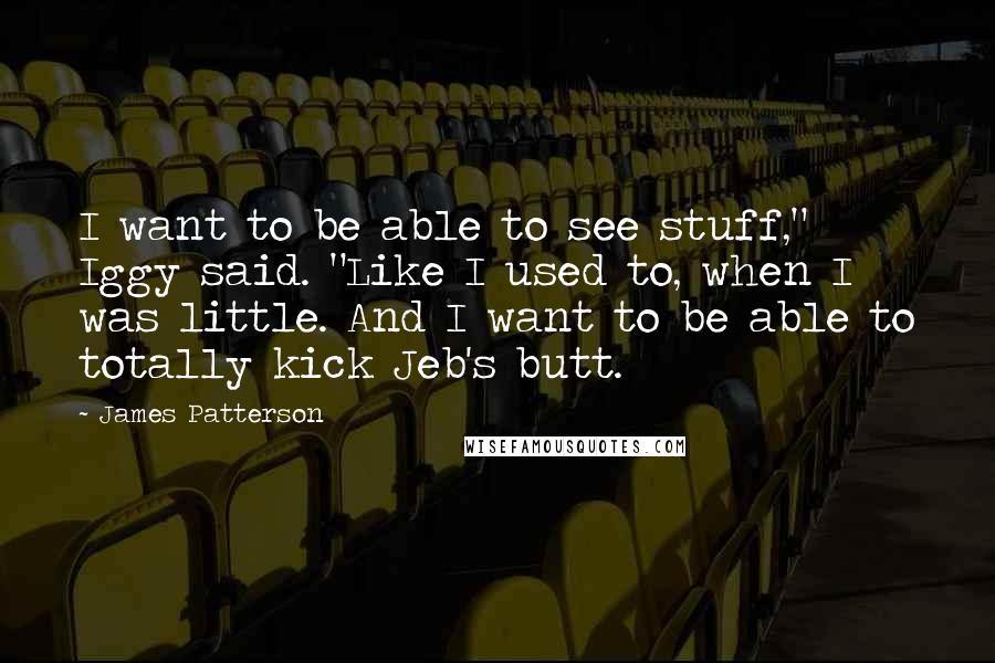 James Patterson Quotes: I want to be able to see stuff," Iggy said. "Like I used to, when I was little. And I want to be able to totally kick Jeb's butt.