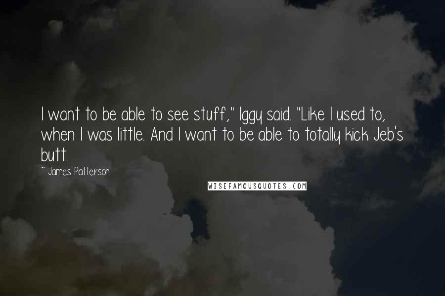 James Patterson Quotes: I want to be able to see stuff," Iggy said. "Like I used to, when I was little. And I want to be able to totally kick Jeb's butt.