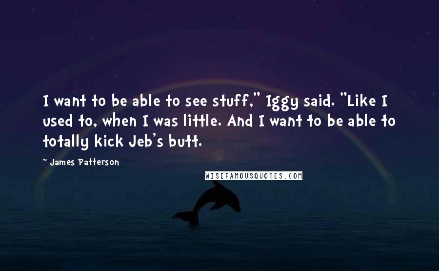 James Patterson Quotes: I want to be able to see stuff," Iggy said. "Like I used to, when I was little. And I want to be able to totally kick Jeb's butt.