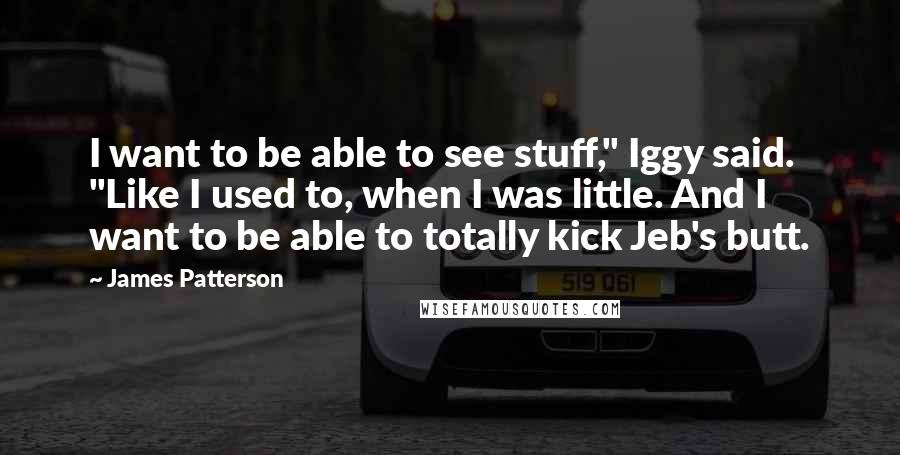 James Patterson Quotes: I want to be able to see stuff," Iggy said. "Like I used to, when I was little. And I want to be able to totally kick Jeb's butt.