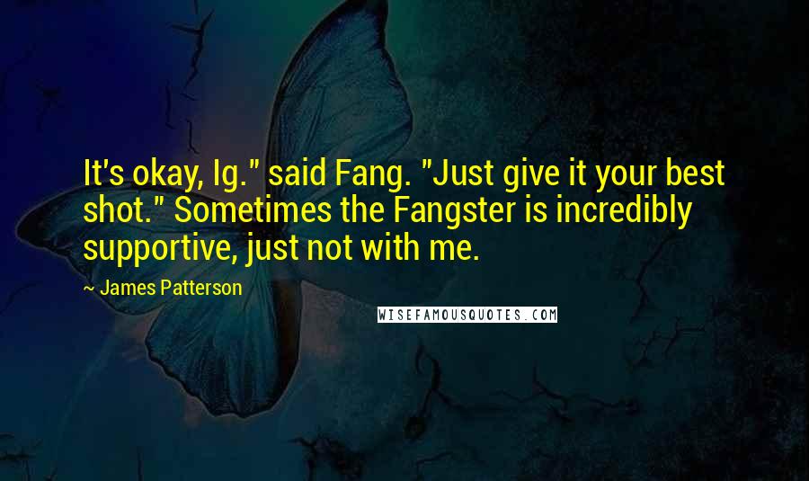 James Patterson Quotes: It's okay, Ig." said Fang. "Just give it your best shot." Sometimes the Fangster is incredibly supportive, just not with me.