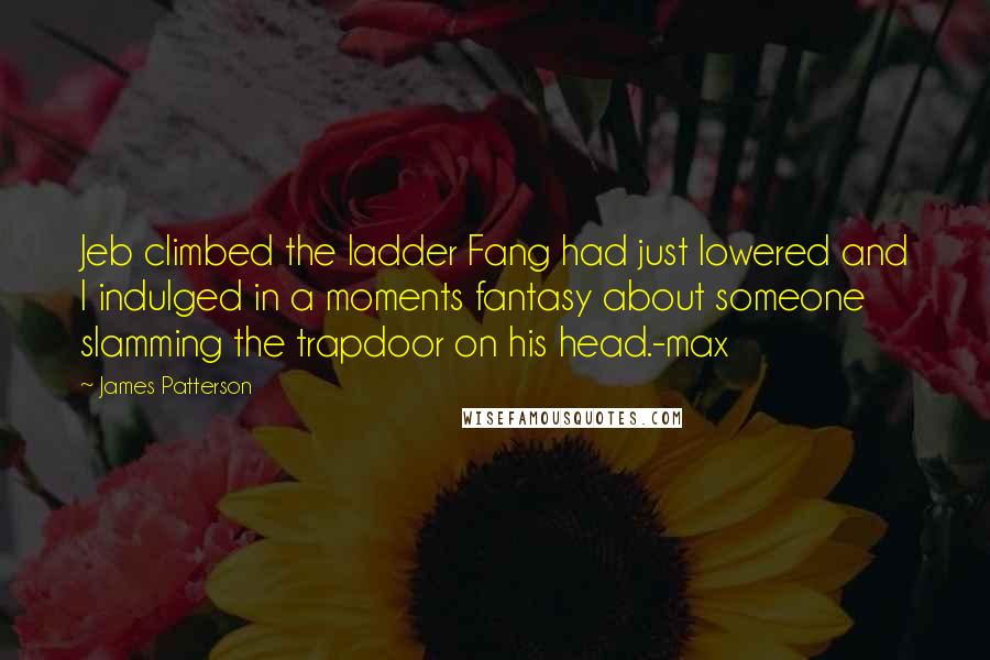 James Patterson Quotes: Jeb climbed the ladder Fang had just lowered and I indulged in a moments fantasy about someone slamming the trapdoor on his head.-max