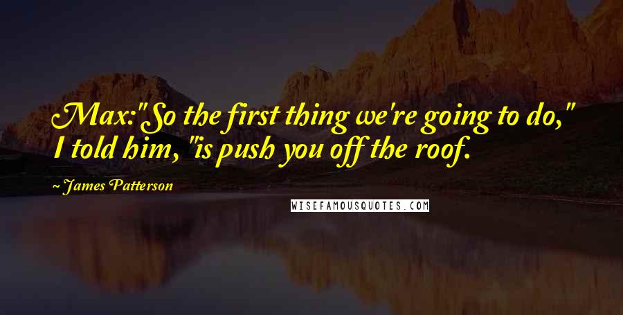 James Patterson Quotes: Max:"So the first thing we're going to do," I told him, "is push you off the roof.