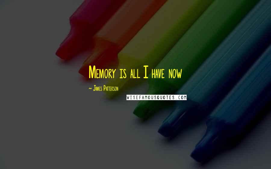 James Patterson Quotes: Memory is all I have now