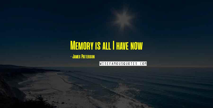 James Patterson Quotes: Memory is all I have now