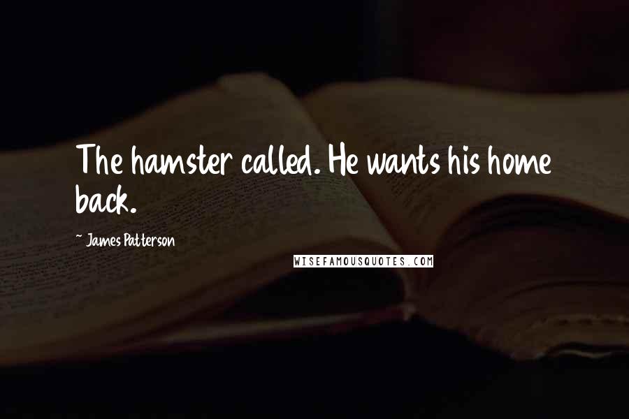 James Patterson Quotes: The hamster called. He wants his home back.