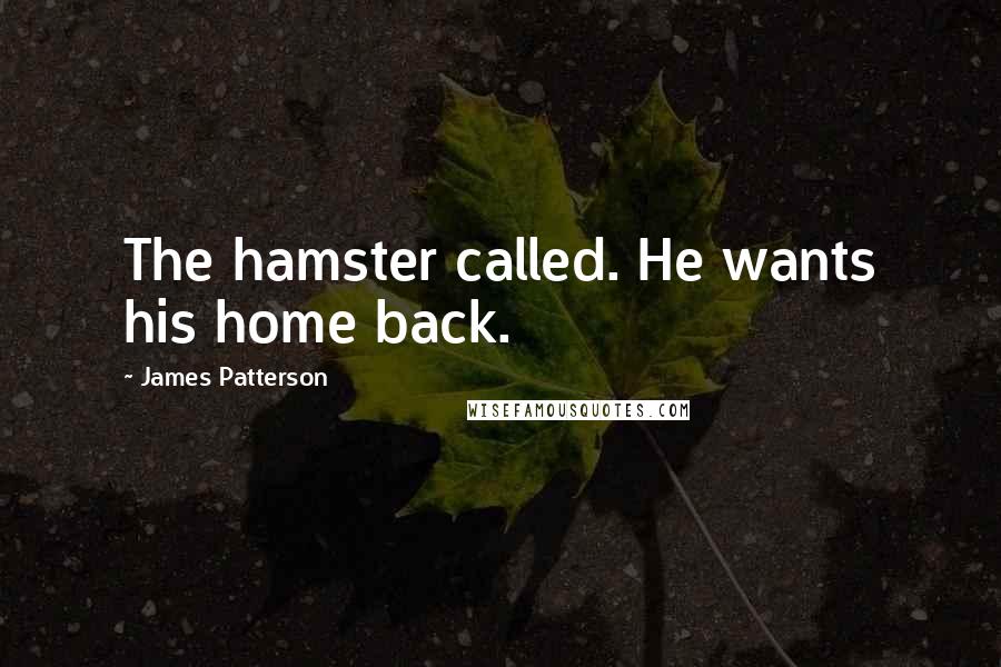 James Patterson Quotes: The hamster called. He wants his home back.