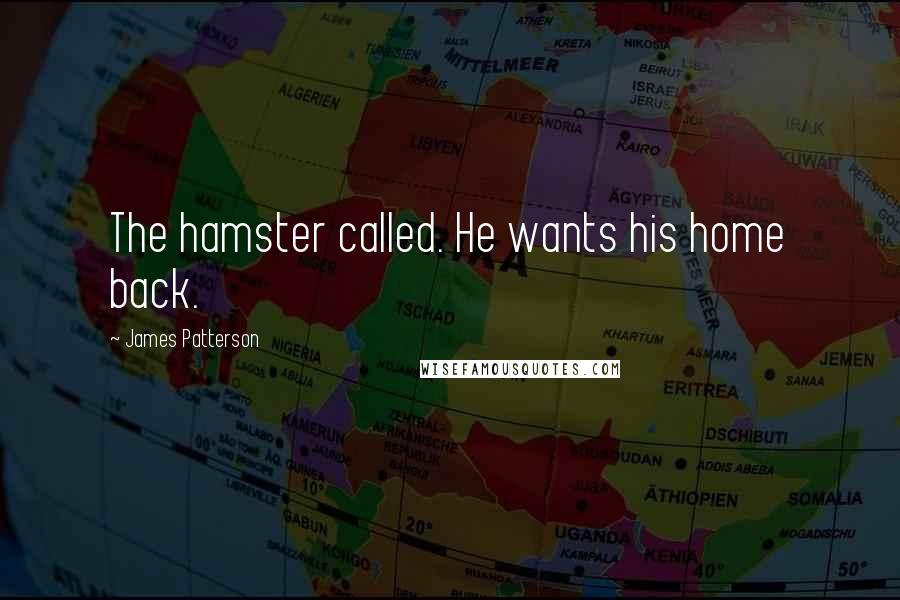 James Patterson Quotes: The hamster called. He wants his home back.