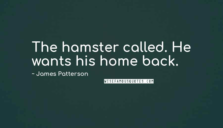 James Patterson Quotes: The hamster called. He wants his home back.