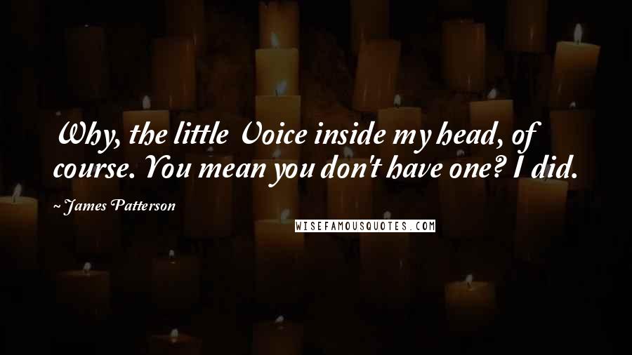 James Patterson Quotes: Why, the little Voice inside my head, of course. You mean you don't have one? I did.