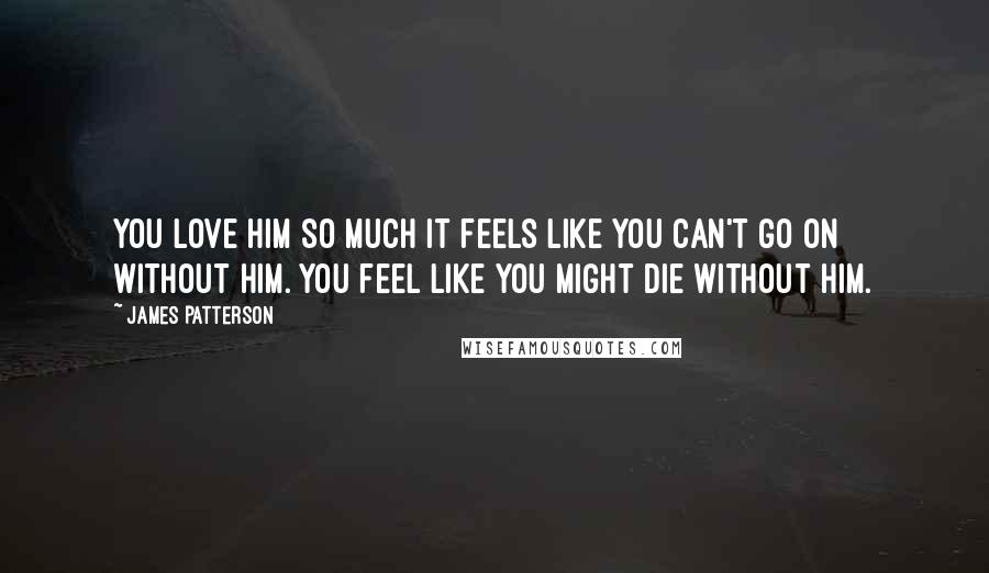 James Patterson Quotes: You love him so much it feels like you can't go on without him. You feel like you might die without him.