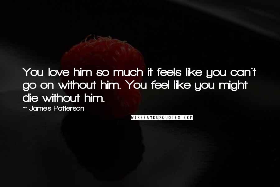 James Patterson Quotes: You love him so much it feels like you can't go on without him. You feel like you might die without him.