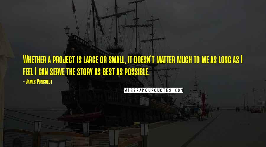 James Ponsoldt Quotes: Whether a project is large or small, it doesn't matter much to me as long as I feel I can serve the story as best as possible.