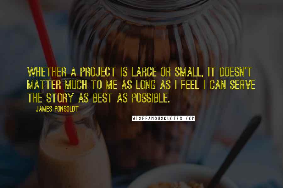 James Ponsoldt Quotes: Whether a project is large or small, it doesn't matter much to me as long as I feel I can serve the story as best as possible.