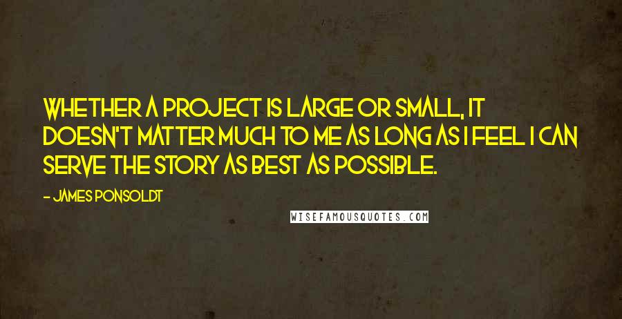 James Ponsoldt Quotes: Whether a project is large or small, it doesn't matter much to me as long as I feel I can serve the story as best as possible.