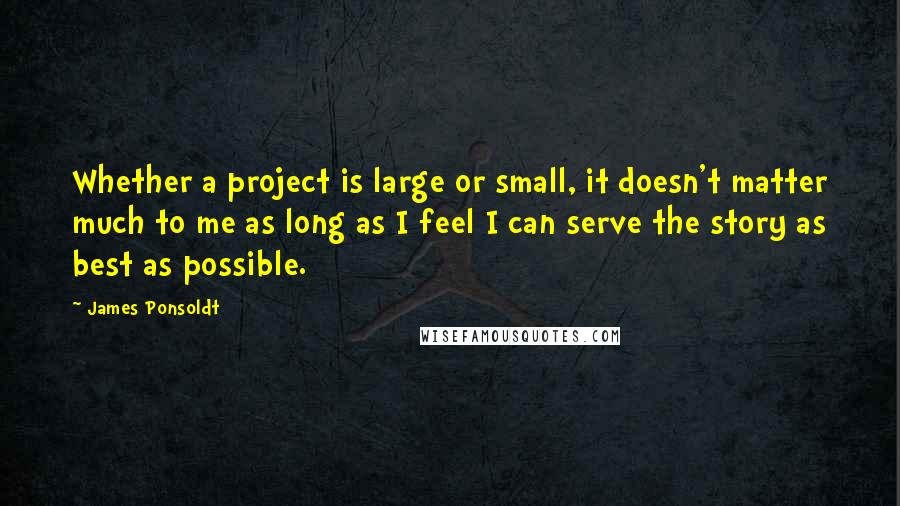 James Ponsoldt Quotes: Whether a project is large or small, it doesn't matter much to me as long as I feel I can serve the story as best as possible.