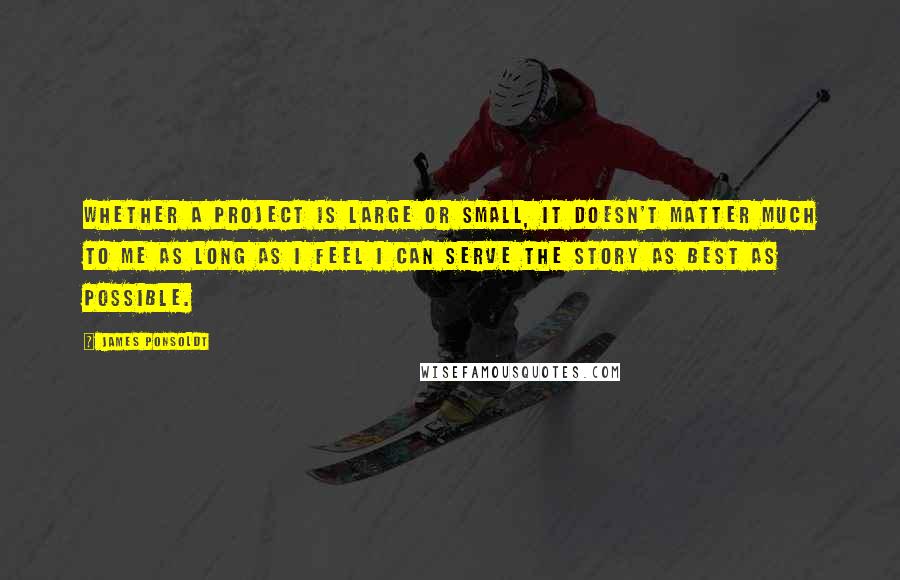 James Ponsoldt Quotes: Whether a project is large or small, it doesn't matter much to me as long as I feel I can serve the story as best as possible.