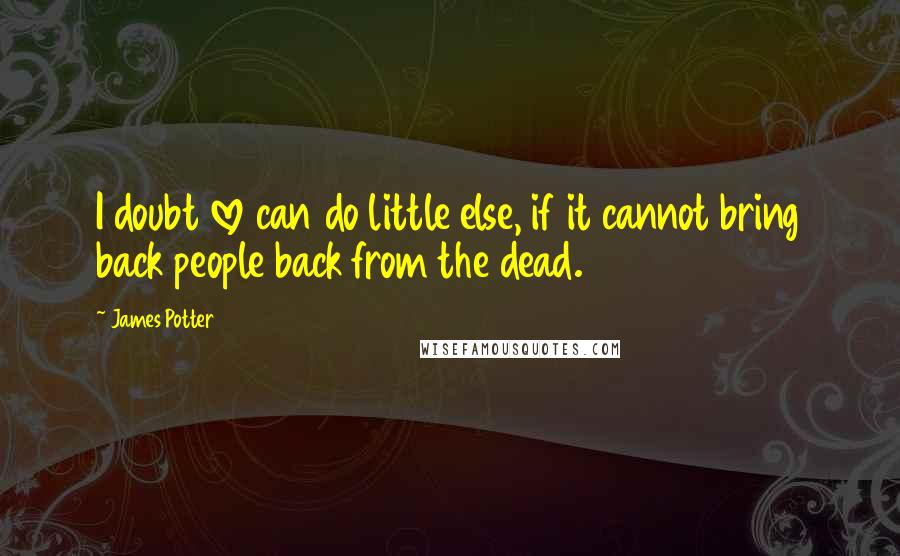 James Potter Quotes: I doubt love can do little else, if it cannot bring back people back from the dead.