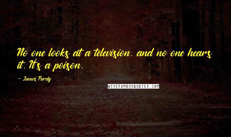 James Purdy Quotes: No one looks at a television, and no one hears it. It's a poison.