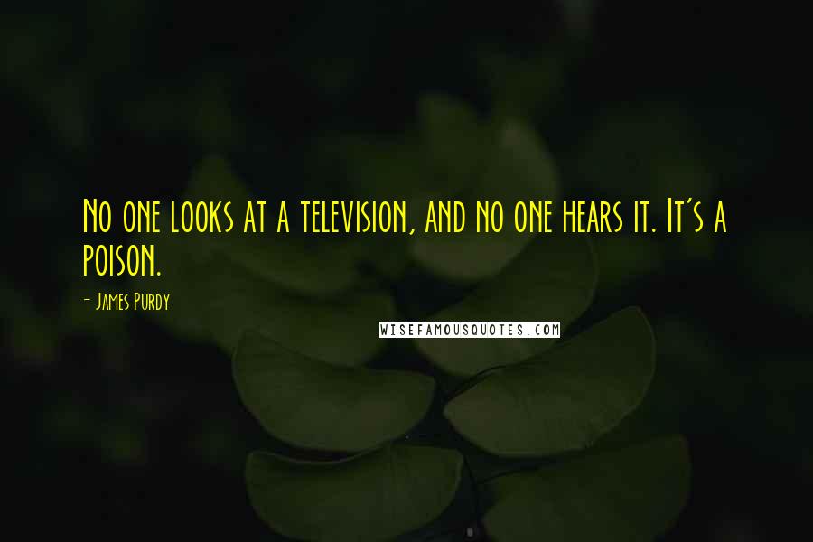 James Purdy Quotes: No one looks at a television, and no one hears it. It's a poison.
