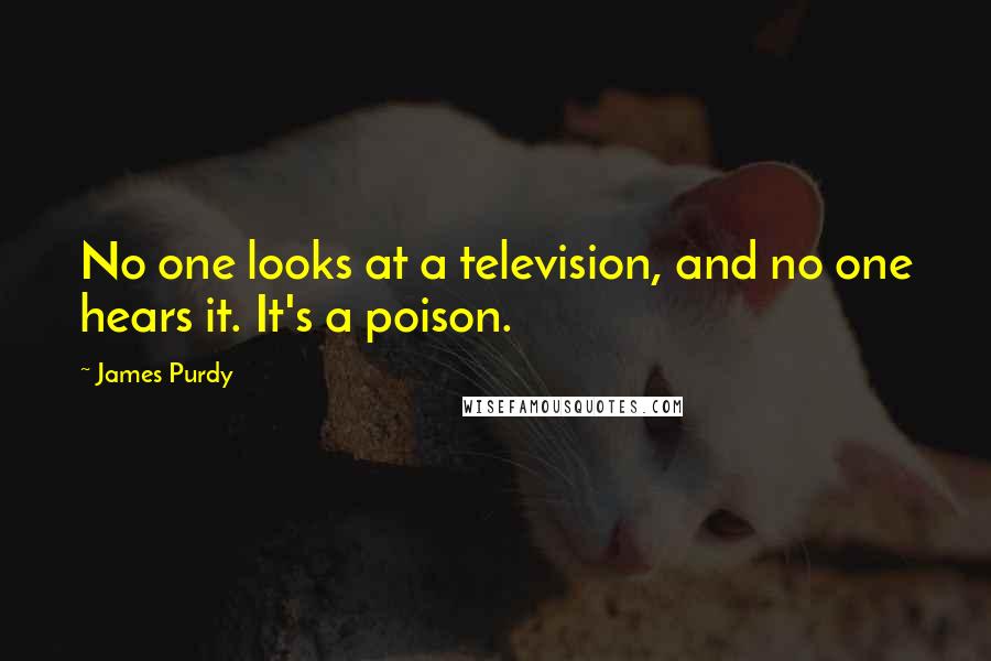 James Purdy Quotes: No one looks at a television, and no one hears it. It's a poison.