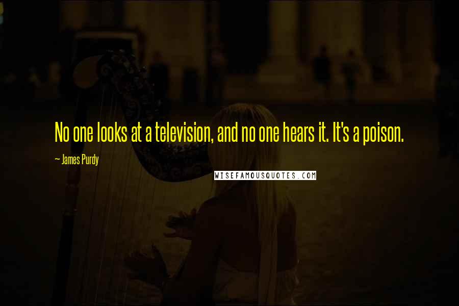 James Purdy Quotes: No one looks at a television, and no one hears it. It's a poison.
