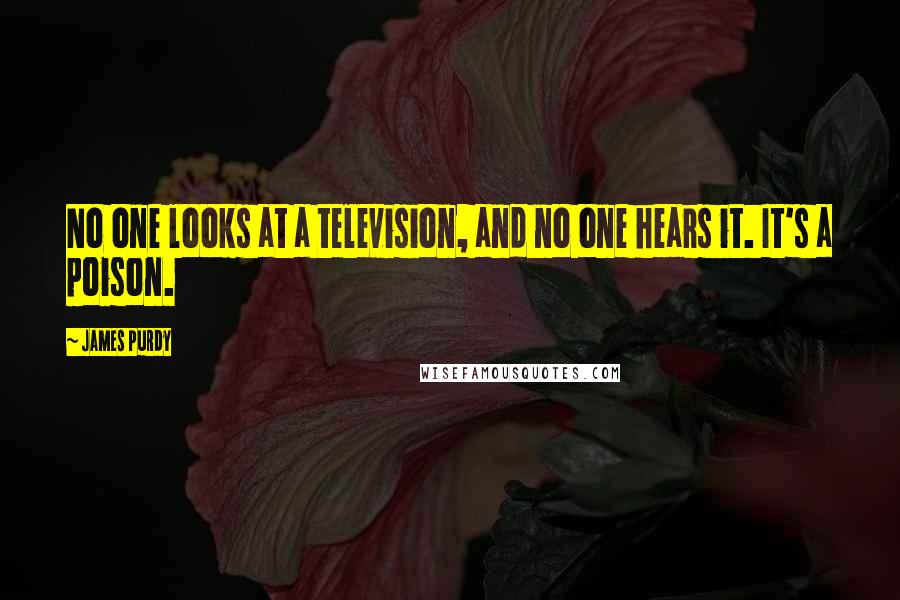 James Purdy Quotes: No one looks at a television, and no one hears it. It's a poison.