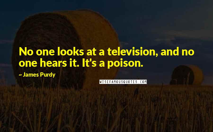 James Purdy Quotes: No one looks at a television, and no one hears it. It's a poison.