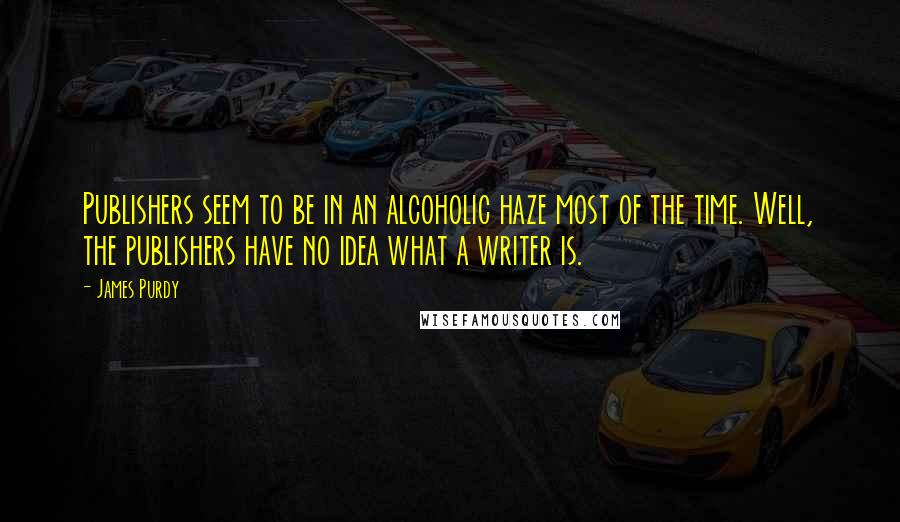 James Purdy Quotes: Publishers seem to be in an alcoholic haze most of the time. Well, the publishers have no idea what a writer is.