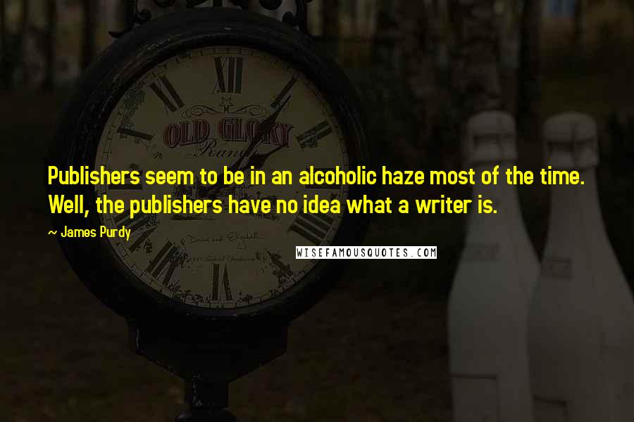 James Purdy Quotes: Publishers seem to be in an alcoholic haze most of the time. Well, the publishers have no idea what a writer is.
