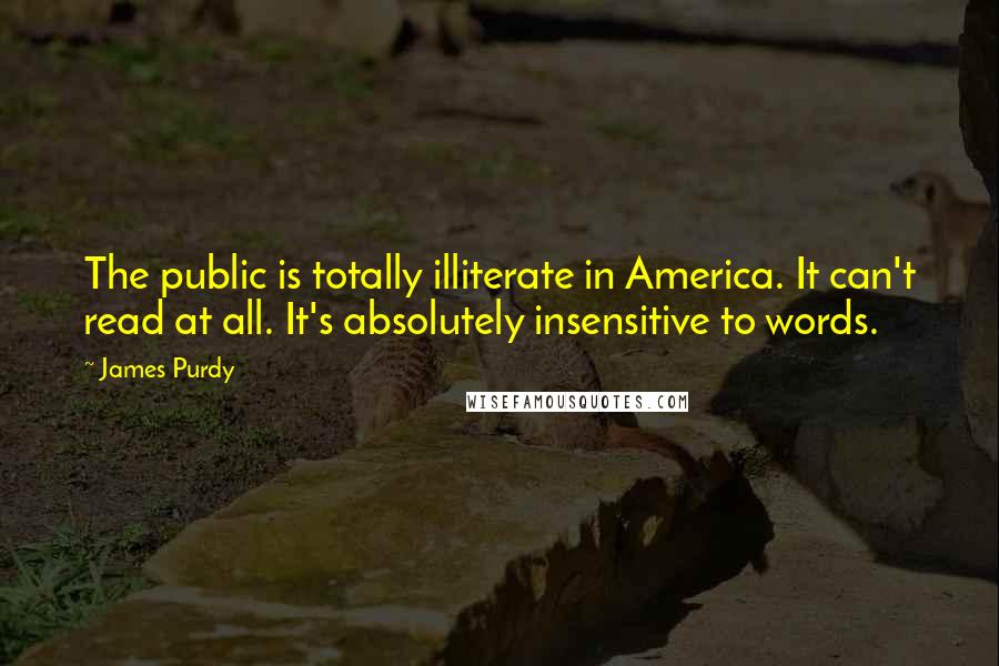 James Purdy Quotes: The public is totally illiterate in America. It can't read at all. It's absolutely insensitive to words.