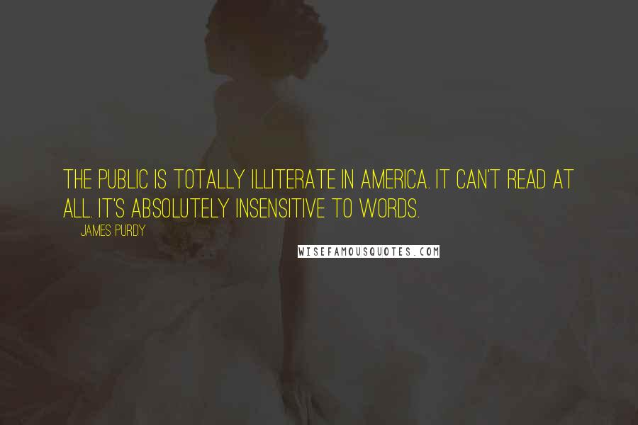 James Purdy Quotes: The public is totally illiterate in America. It can't read at all. It's absolutely insensitive to words.