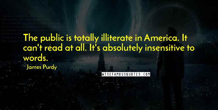 James Purdy Quotes: The public is totally illiterate in America. It can't read at all. It's absolutely insensitive to words.